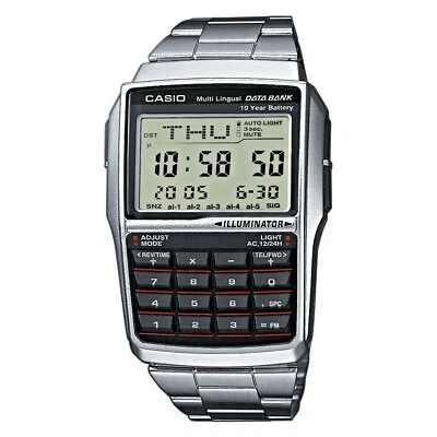 Orologio CASIO DATA BANK CALCULATOR DBC-32D-1ADF Calcolatrice Acciaio Vintage DD - Immagine 1 di 3