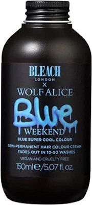 Bleach London Blue Weekend Semi-Permanent Hair Colour Cream True Blue