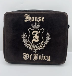 Juicy Couture House of Juicy Laptop Case Brown Velour Crest Logo Sleeve Bag Y2K - Picture 1 of 23