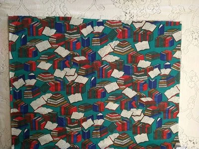 RARE & OOP Fabric Traditions BOOKS LIBRARY SCHOOL BOOKS 100% Cotton 17" x 45" - Image 1 of 4