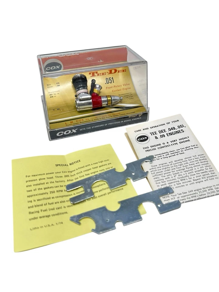 Vintage NOS Cox Tee-Dee .051 No. 200 Airplane Engine in Case NICE! - Image 1 of 4