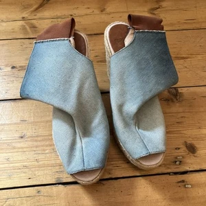 TOPSHOP DENIM ESPADRILLE WEDGES UK 7 NEW - Picture 1 of 5