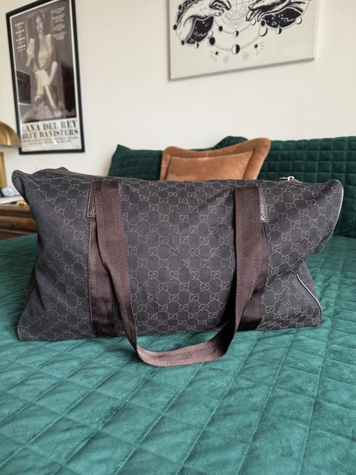 Bolso de Viaje Gucci GG Monograma Marrón Lona Suave Fin de Semana Cremallera Llevar Foto 1 de 4