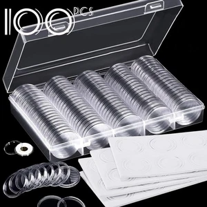 100 Capsule Trasparenti per Monete Da 30Mm Con Scatola Organizer da Esposizione - Foto 1 di 7