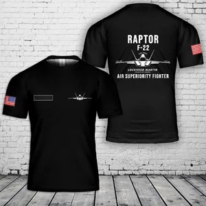 Custom Name US Air Force F-22 Raptor Stealth Air Superiority Fighter T-Shirt 3D - Picture 1 of 2