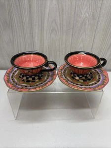Ambiance Amber Rose Nanette Vacher Set 2 Tea Cups / 2 Saucers (Discontinued) - Picture 1 of 19