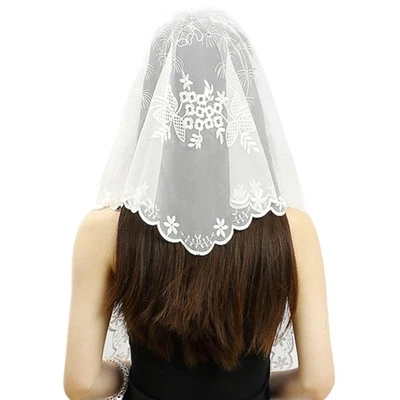 Mujer Flor Bordada Bufanda Grande Triángulo Encaje Capilla Velos Diadema... Foto 1 de 4