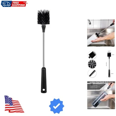 Escova para garrafa de água, 15 polegadas de comprimento cabo de aço inoxidável escova para garrafa limpa... - Imagem 1 de 4