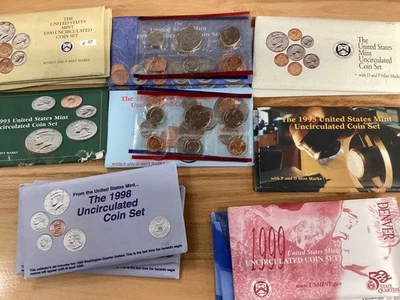 1990-PD to 1999-PD US Mint Set BU Lot of 18 Assorted Sets   E1641 - Image 1 of 4