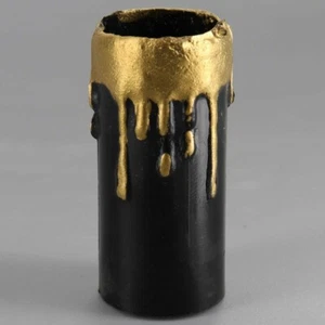 2" SCHWARZ KUNSTSTOFF KERZENLEUCHTER KERZENABDECKUNG MIT GOLD TROPFEN 7/8" O.D. CCH2BLG - Bild 1 von 4