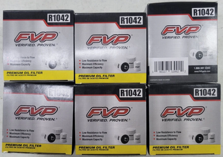 LOTE DE 6 filtros de aceite de motor FVP Reliaguard R1042 giratorios reemplaza Wix 51042 ^ Foto 1 de 1