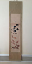 VTG Chinese Scroll painting Script w/ mushrooms and Bamboo shoots  69"H 15"W