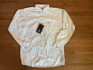 Camisa mediana blanca sarga lisa calce clásico Ariat para hombre nueva con etiquetas 692 - Imagen 1 de 11