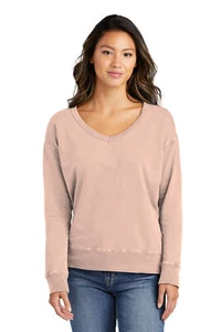 LPC098V Port & Company Ladies Beach Wash Garment-Dyed V-Neck Sweatshirt - Picture 1 of 7