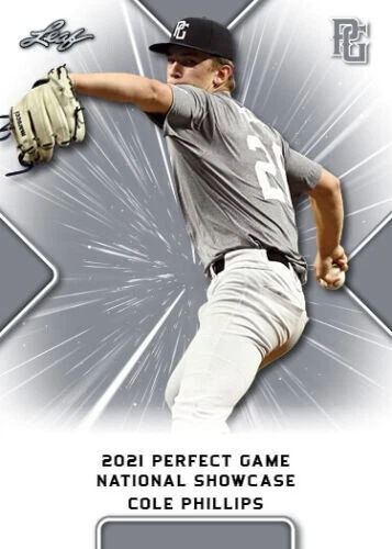 "MINT" COLE PHILLIPS 2021 LEAF PERFECT GAME ALL-AMERICAN ROOKIE CARD #155 - Image 1 of 1