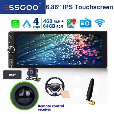 6.86" Android 14 4+64G Carplay Autoradio 1DIN GPS NAV Wifi Bluetooth RDS DAB KAM - Bild 1 von 4