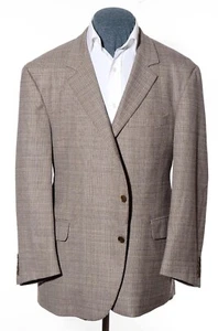 48R Slim Coppley Brown Gray Reda Super 110s Wool Unstructured Sport Coat Blazer - Picture 1 of 9