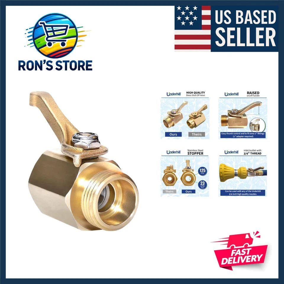 Underhill CV075H Super Heavy Duty Brass Shut off Valve -inch Hose Thread