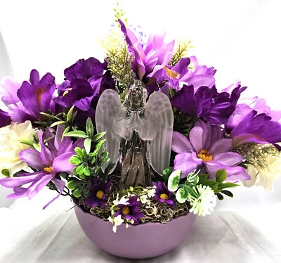 水晶般的祈祷守护天使薰衣草花卉花园 - 给她的礼物 — 第 1/4 张图片