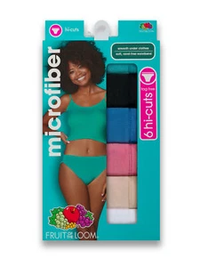 Fruit of the Loom Women's Microfiber Hi-Cut Panties Assorted, 6 Pack - Picture 1 of 5