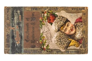 Scarce 1890s “Compliments of the Season" cedar 25 cigar box is in very good cond - Picture 1 of 8