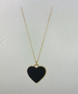 Meredith Quill Black Enamel Heart Necklace. New - Picture 1 of 3
