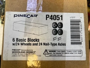 PineCar ScoutsP4051 6 Basic Blocks w/ 24 Wheels & 24 Nail Type Axles New in Box! - Picture 1 of 8