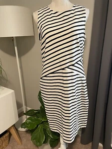 NWT! Talbots Petites Classic Striped Sleevless Sheath 100% Cotton Dress Size MP - Picture 1 of 7