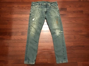 LEVI'S 508 JEANS MENS 34 x 32 WELL WORN DISTRESSED PAINTERS PANTS BLUE DENIM v - Picture 1 of 6