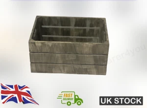 Home Storage Small Wooden Crate Handles Lightweight - Grey - Picture 1 of 2