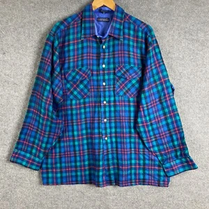 Van Heusen Shirt Mens XL Blue Red Tweed Lumberjack Button Up Vintage 80s - Picture 1 of 12