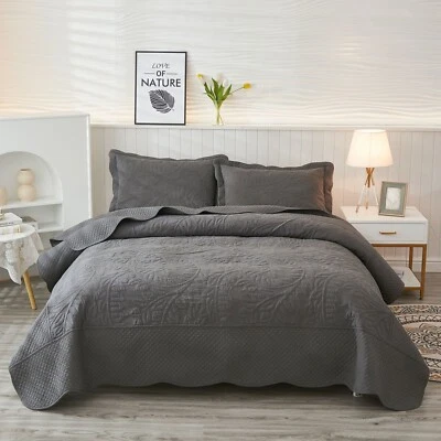 MarCielo 3-Piece 100% Cotton Oversized Bedspread Set Coverlet Set Lightweight - Image 1 of 4