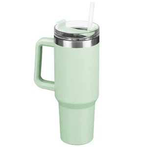 1.18Ltr Double Wall Drinking Tumbler With Rotating Lid & Straw - Sage - Picture 1 of 6
