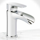 Modern Waterfall Faucet Single Handle Basin Bathroom Tap Mixer Chrome Finish New