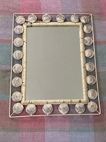 MCM  1960’SVINTAGE METAL SEASHELLS HANGING WALL MIRROR 16x20” Cover