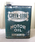 Vintage+GREEN-LUBE+Motor+Oil+100%25+Guaranteed+Green+Oil+Co.+2+Gallon+Tin-RARE%21