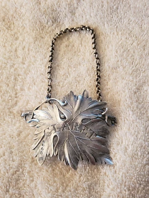English Sterling Silver BOTTLE TAG "CLARET London 1844 C Rawlings & W Summers - Image 1 of 4