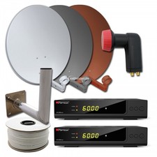 2 Teilnehmer Sat Anlage HD X300 plus HDTV WH SQ 60cm Spiegel LNB Kabel