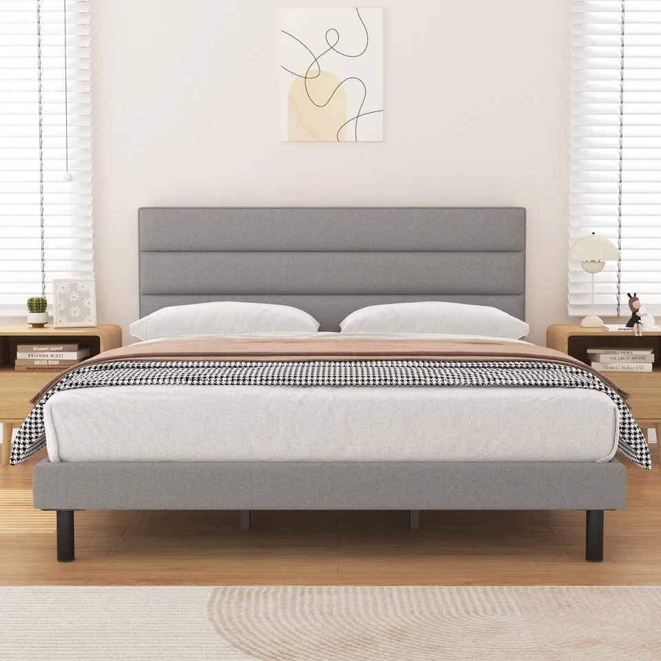 Cama plataforma queen size HAIIDE - cinza  - Imagem 1 de 1