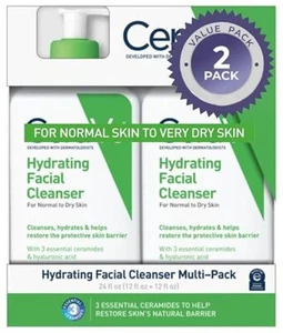 CeraVe Hydrating Facial Cleanser Lotion for Normal to Dry Skin, 12 fl oz, 2 Pack - Picture 1 of 1