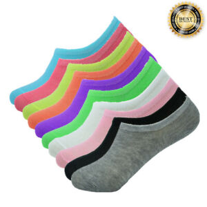 3-12 Pairs Women Ankle Boat Liner Invisible Color Mix Solid No Show Cotton Socks