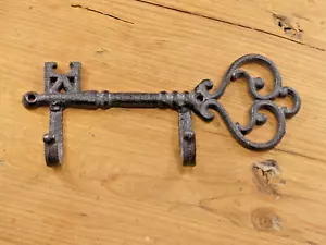 Cast Iron KEY Hooks Hat Hook Coat Entryway Key Rack Rustic Rack Wall Mount Large - Foto 1 di 7