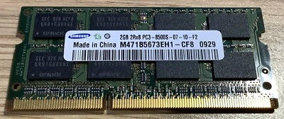 Samsung 2GB 2Rx8 PC3 - 8500S SODIMM Laptop Memory M471B5673EH1-CF8. DDR3-1066MHz - Image 1 of 2
