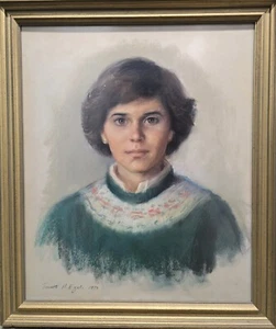 JOANETTE EGELI PAINTING vintage pastel portrait of girl 1979 maryland artist - Picture 1 of 24