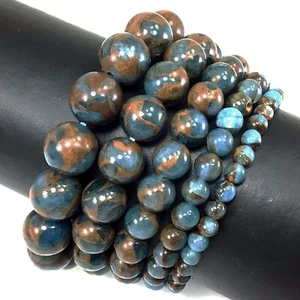 Pulsera de curación elástica de jaspe Cloisonne impresión variscita azul turquesa 7,5 - Imagen 1 de 13
