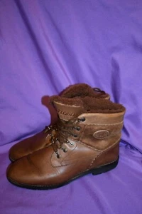 Vintage TECNICA Country brown leather boots shoes shearling fur lined rare - Picture 1 of 4