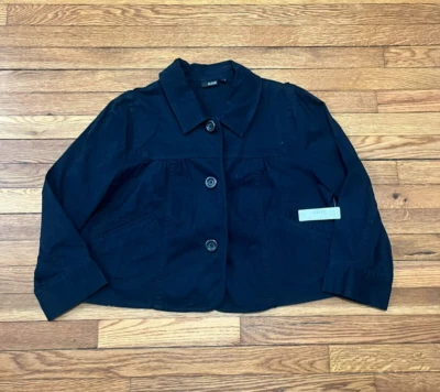 Abrigo para mujer Ana A New Approach negro con botones delanteros talla XL NUEVO CON ETIQUETAS $44 Foto 1 de 4