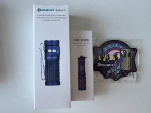 Olight Baton 4 EDC Torch Regal Blue i3E EOS 18th Anniversary & Oclip Ultra Patch - Picture 1 of 1