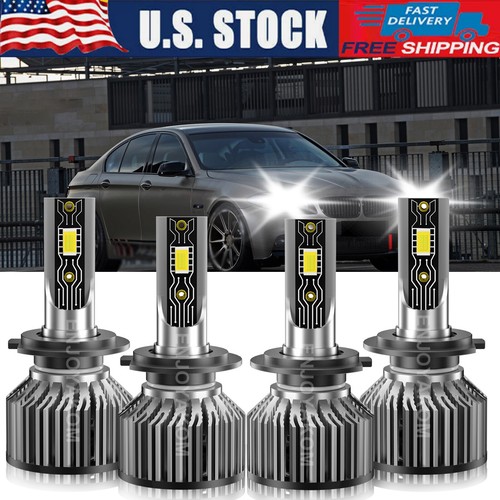 For BMW 550i 20062010 H7 H7 LED Headlight Bulbs High Low Beam Super