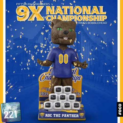 Pittsburgh PITT Panthers Mascot 9x National Champions Ring Base Bobblehead NIB! Cover